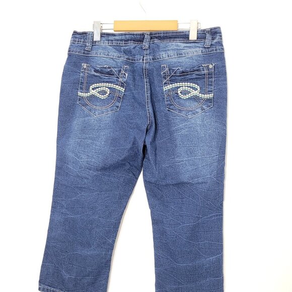 Marie Claire Cropped Denim Blue Jeans Thick Stitch Stretch Size 13 - Picture 7 of 11